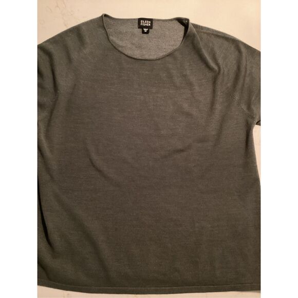 Eileen Fisher Women’s Silk Blend Scoop Neck Top Sz XL Green - Picture 1 of 5